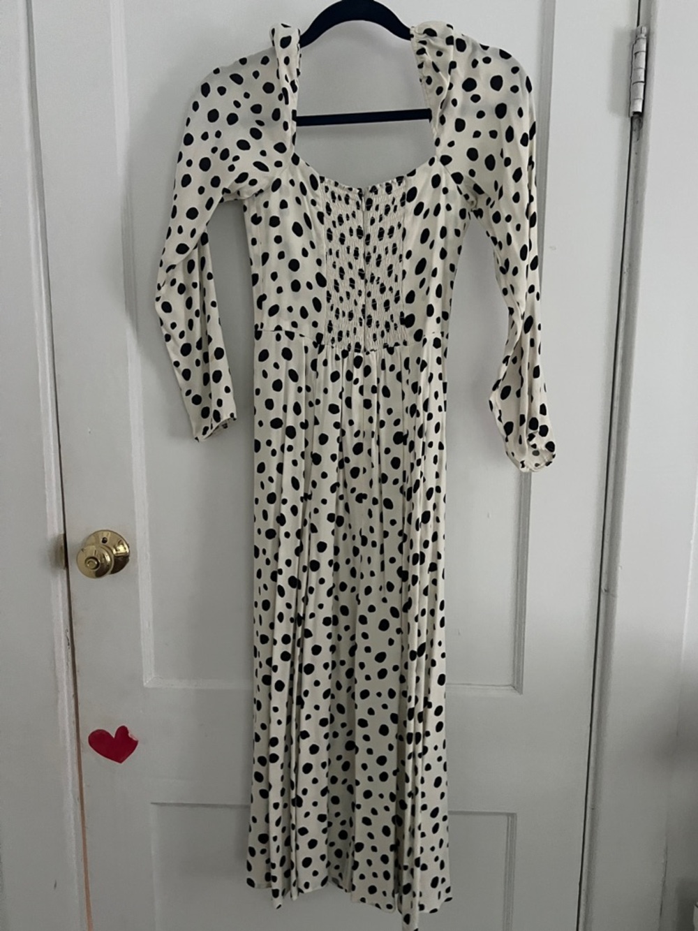 Reformation Sigmund Dress Polka Dot Square Neck Long Sleeve Midi Dress - Picture 3 of 4